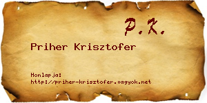 Priher Krisztofer névjegykártya